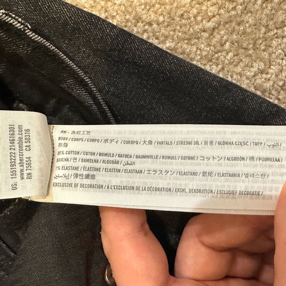 Abercrombie Ultra High Rise 90s Slim Straight Jean Crossover Waist - Black 24 - Picture 11 of 12